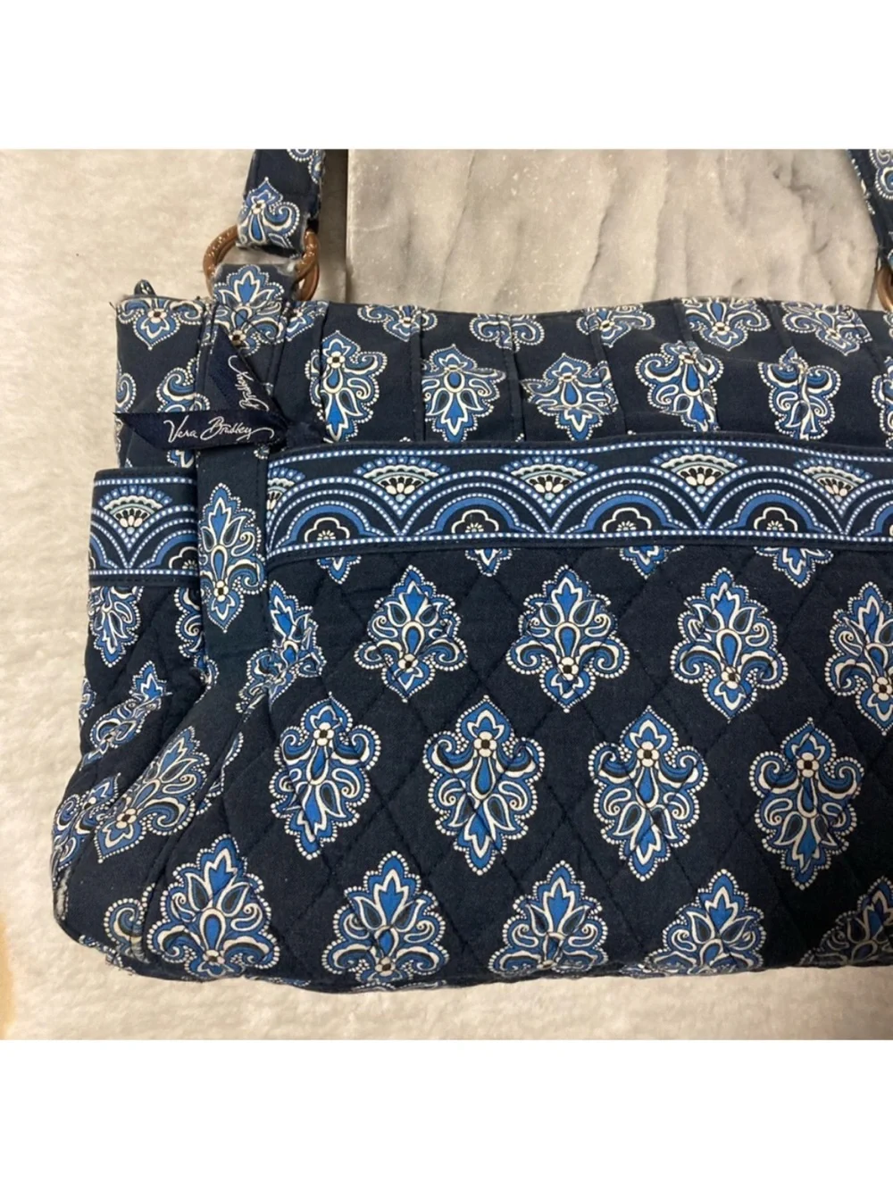 Vera Bradley Calypso Blue Paisley Purse Bag Multiple Compartments Zipper - Picture 5 of 13